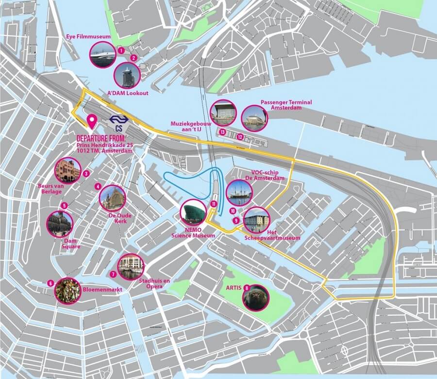 Splashtours Amsterdam Route