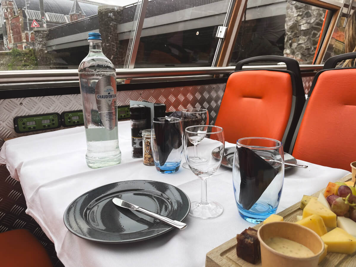 Lovers Canal Cruise cheese and wine