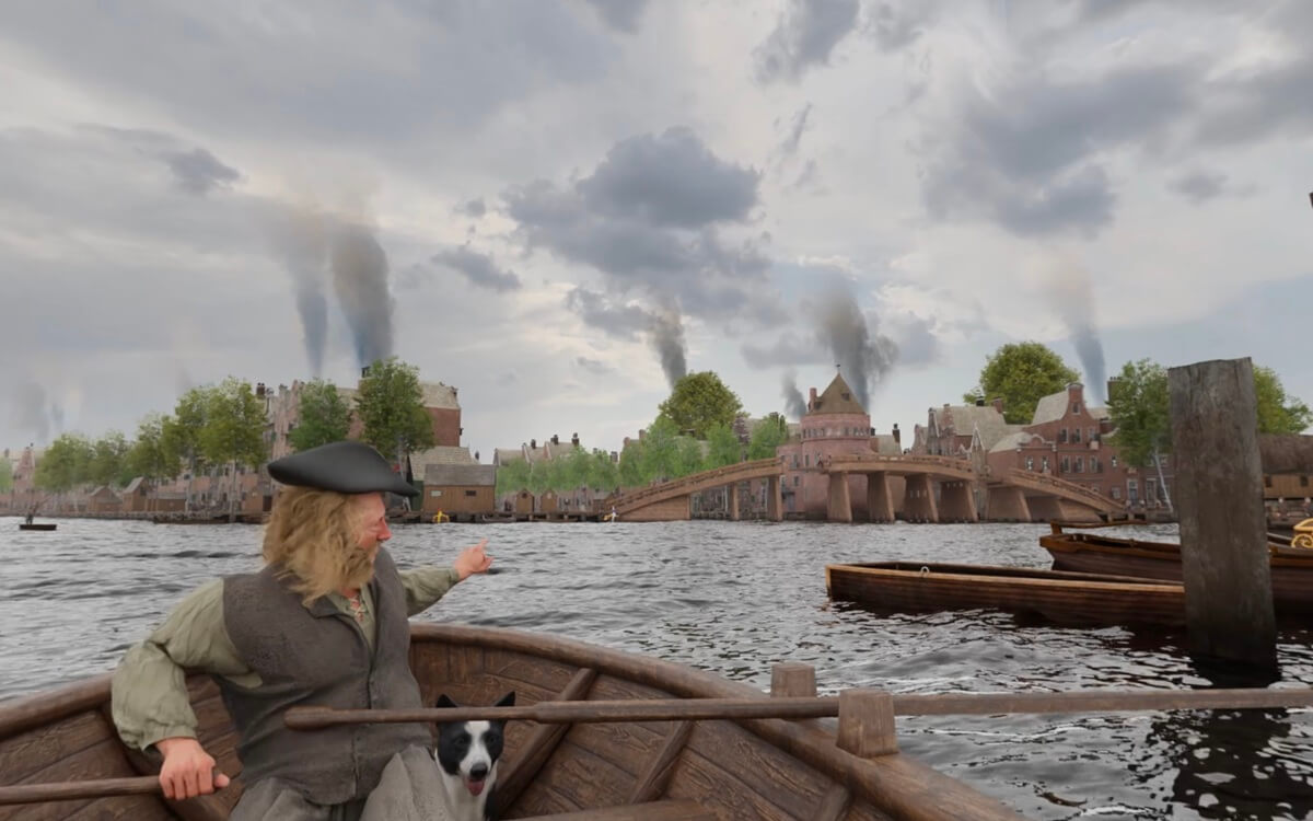 VR3_Piet wijst Schreierstoren aan 1200 Images from the VR simulation