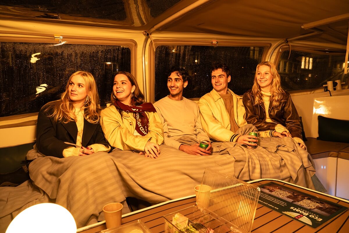 Eco Boats with cover and blankets for winter boat tours