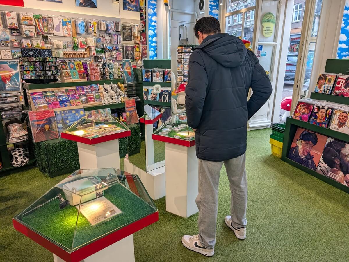 The Magic Mushroom Gallery smartshop - customer looking at magic truffels on display