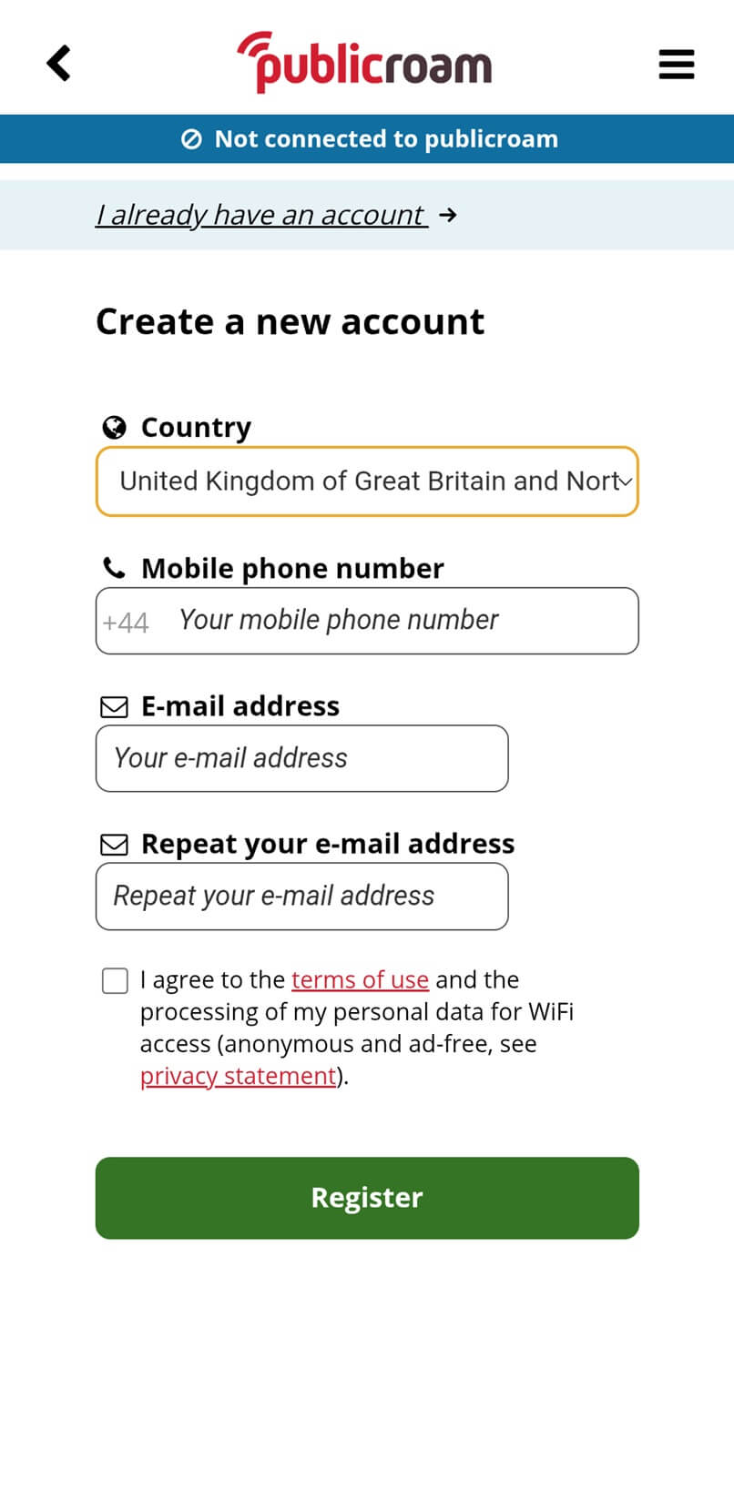 Publicroam register Publicroam register