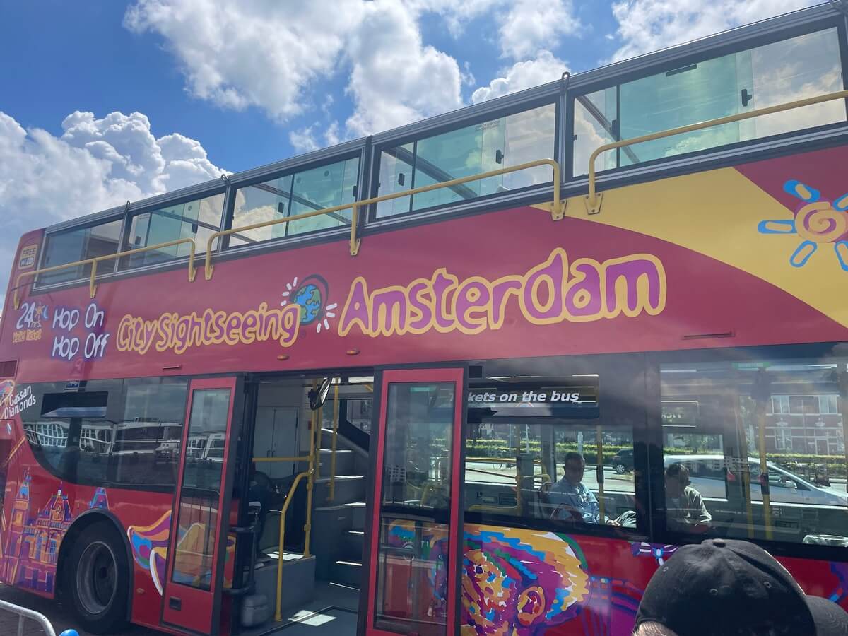 Boarding the hop-on hop-off bus