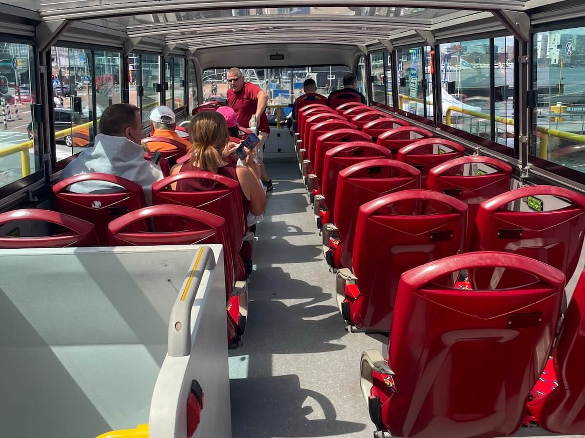 Seating in the red bus